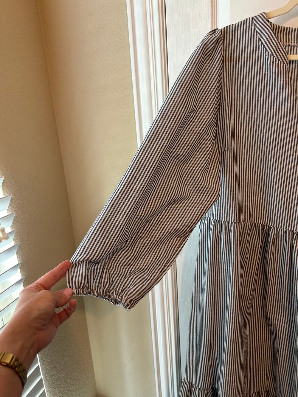 Blue & White Striped Maxi Dress XL Cotton Blend